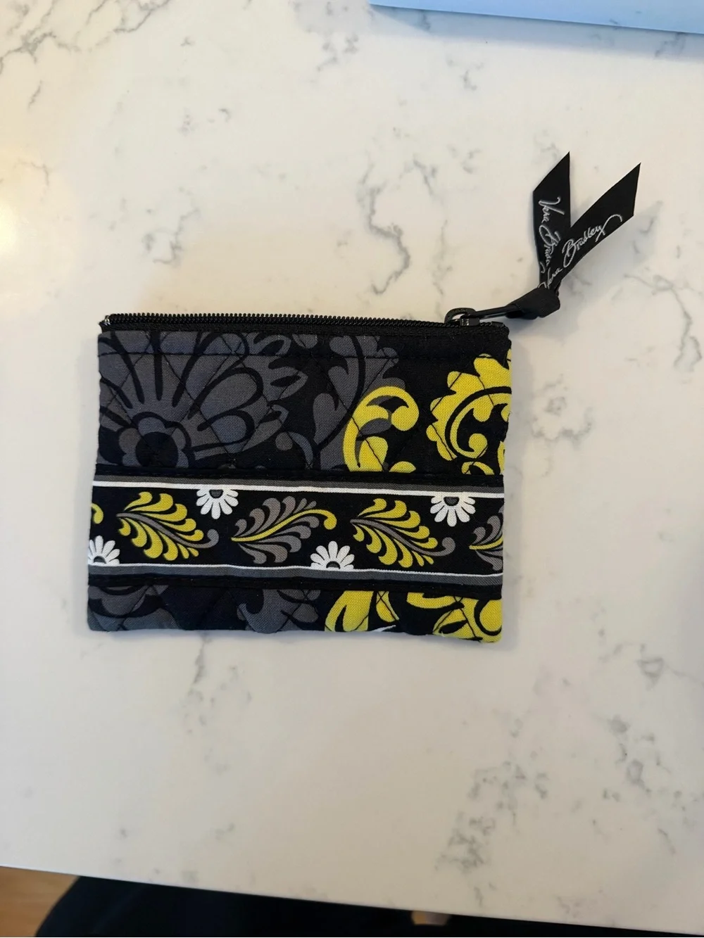 Vera Bradley Classic Black Zip Coin Purse Pouch Bag 5